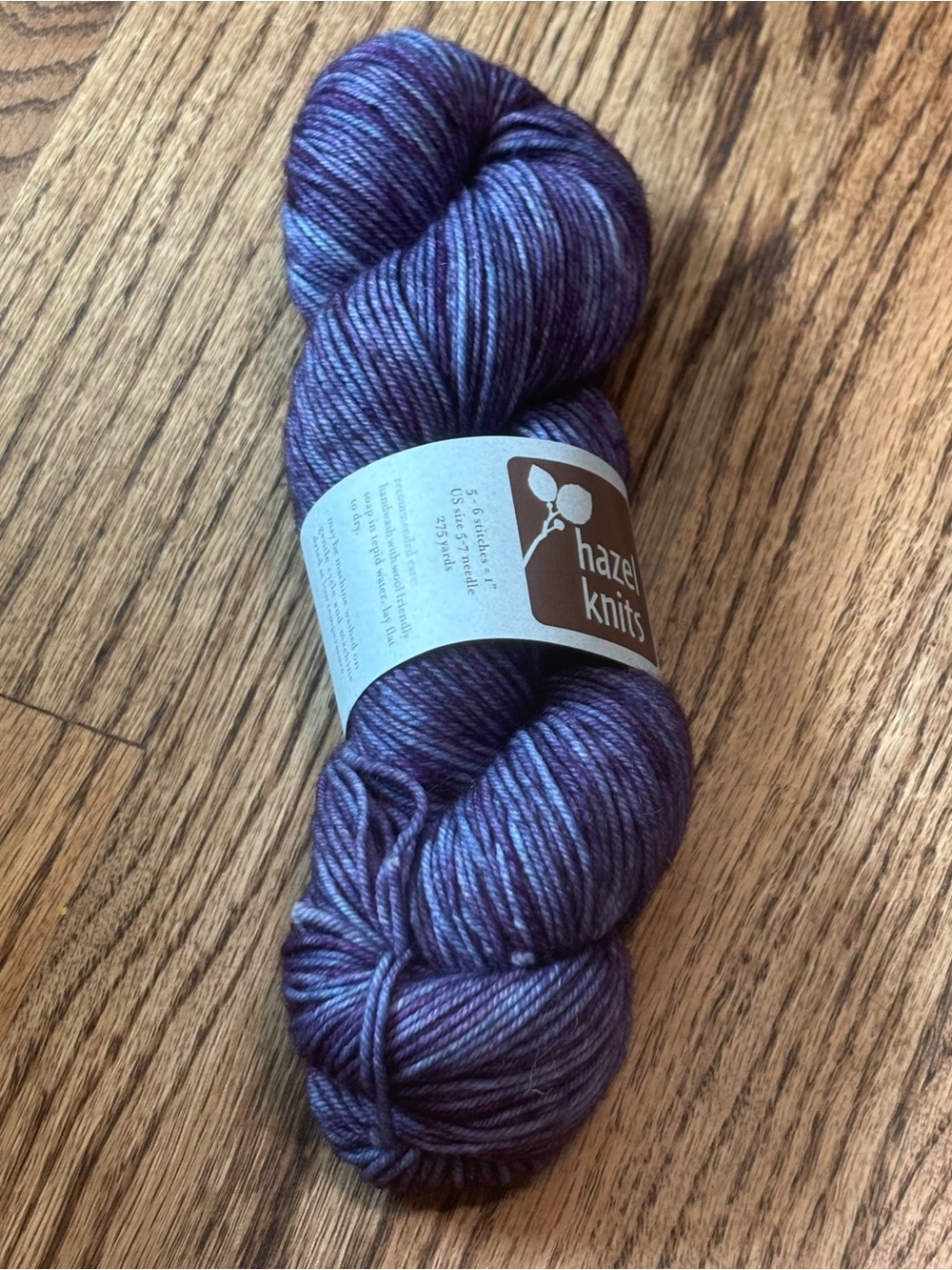 Hazel Knits Hand-Dyed Yarn Tonal Purple Lively DK Weight Iris Wool Nylon 275yds